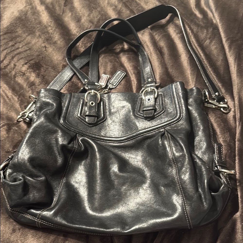 Coach Black Leather Tote Bag